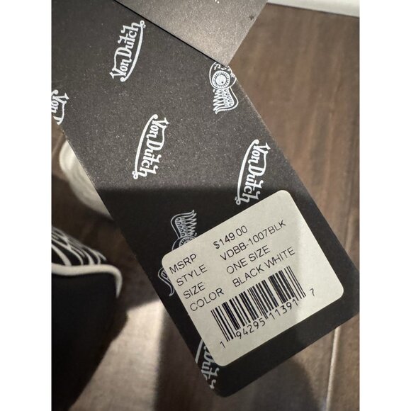 NWT Von Dutch Bowling Bag Purse Black Small w/Crossbody Strap New Winged Eyeball - Picture 6 of 7